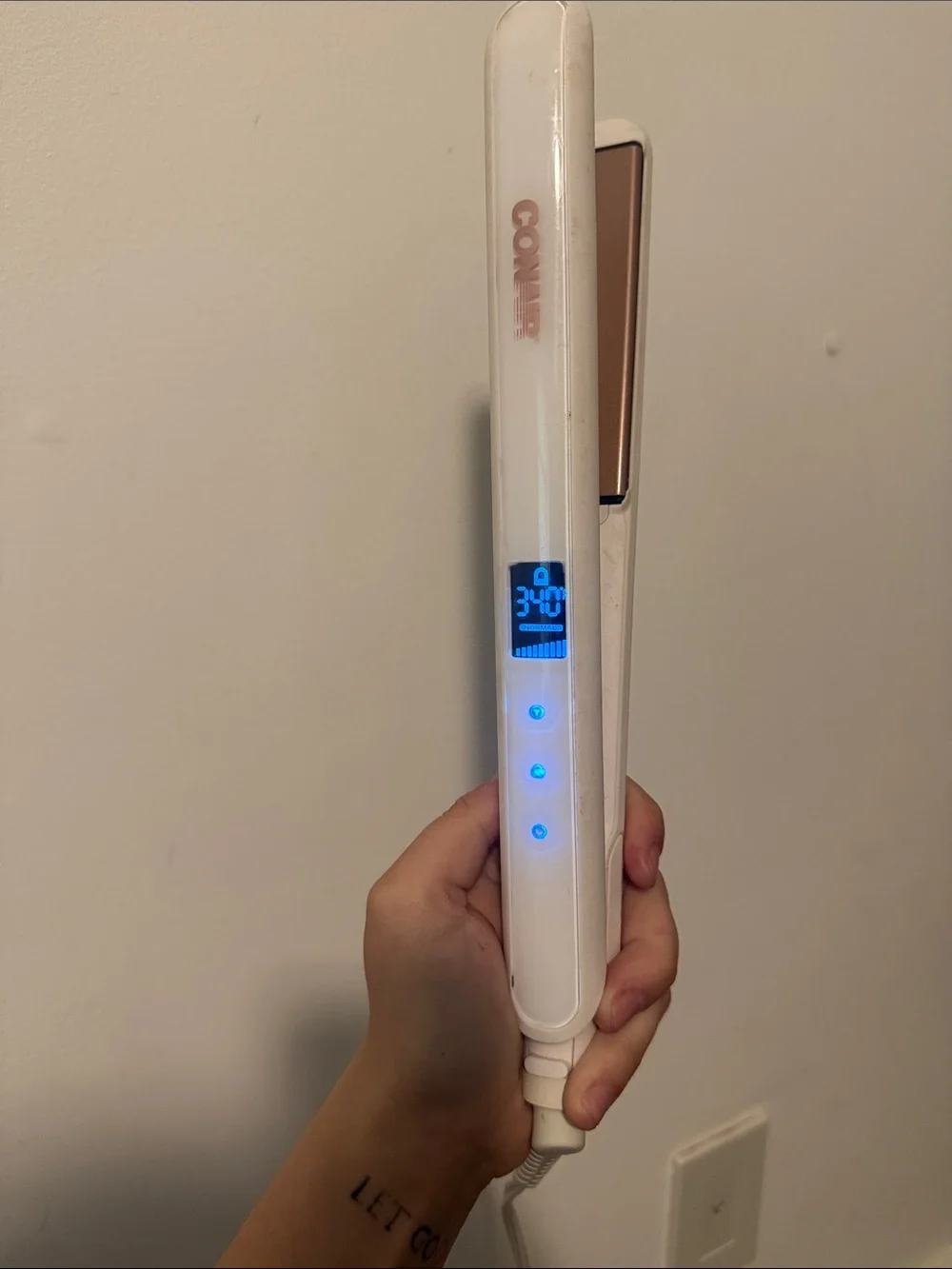 Conair White Ceramic Hair Straightener with Digital Display